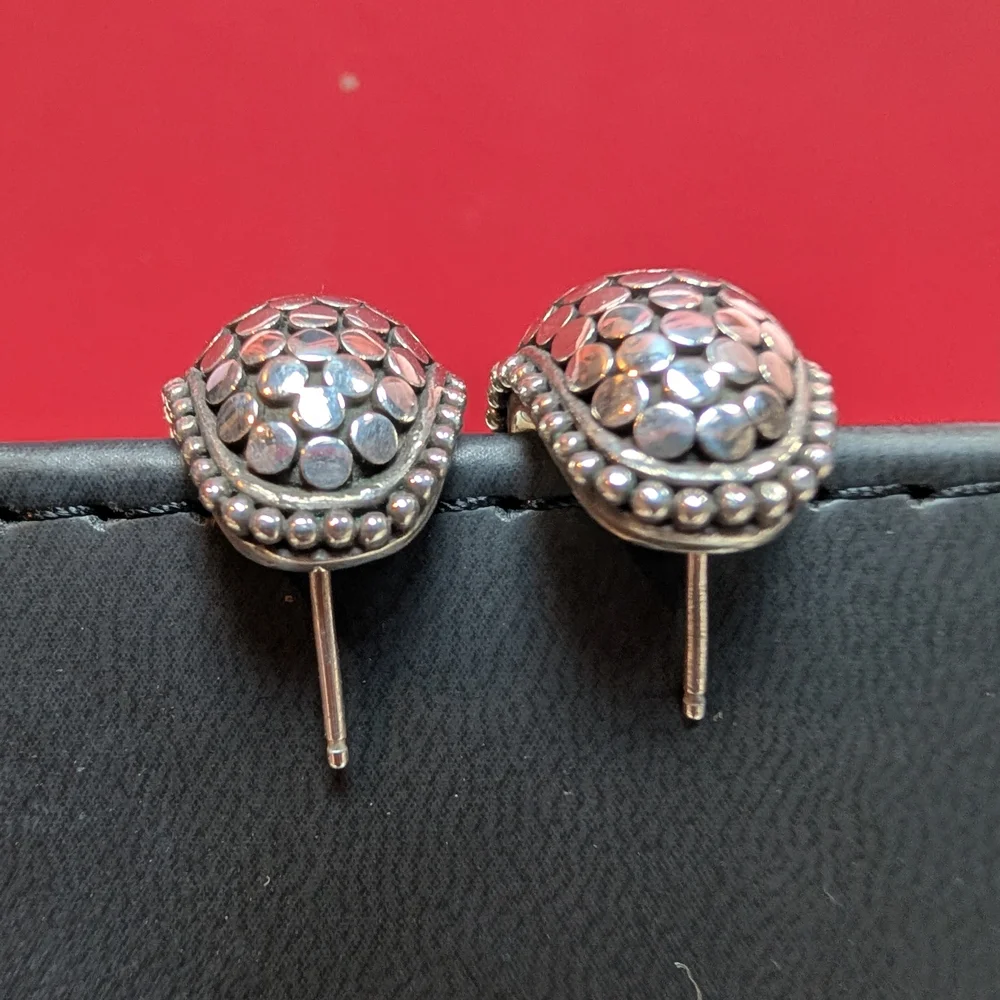 John Hardy Silver Textured Earrings - Picture 5 of 5